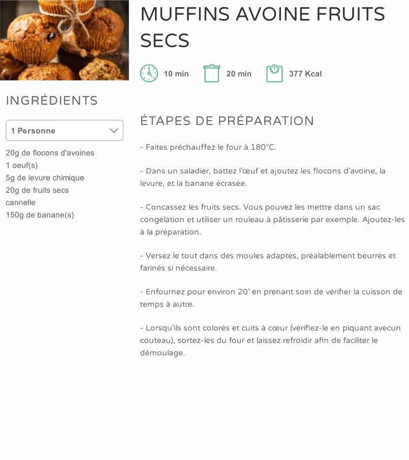 Muffins Avoine - Fruits Secs