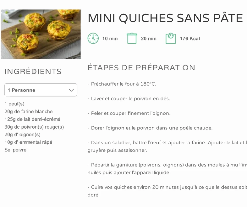 MINI QUICHES SANS PÂTE