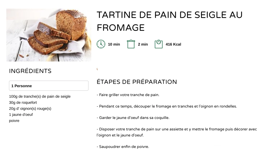 TARTINE DE PAIN DE SEIGLE AU FROMAGE