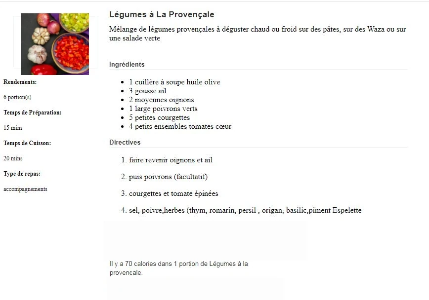 Légumes à La Provençale