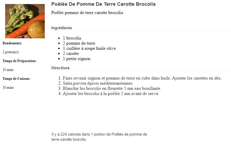 Pomme De Terre Carotte Brocolis