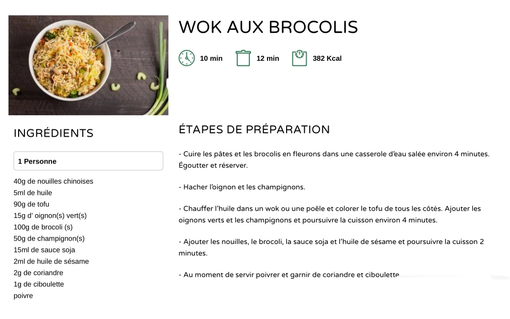 Wok Nouilles aux Brocolis