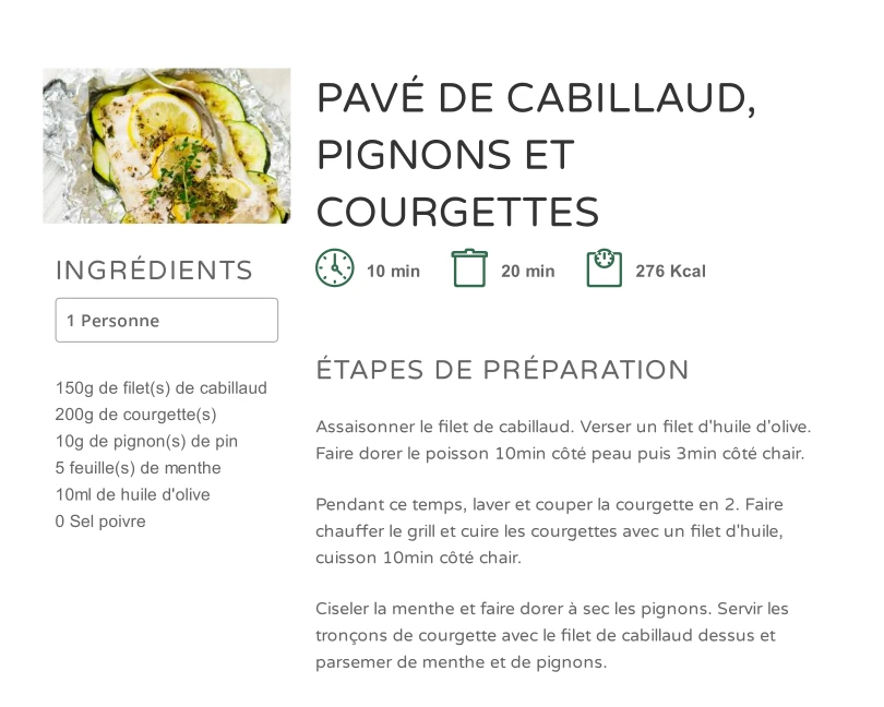 Cabillaud et Courgettes