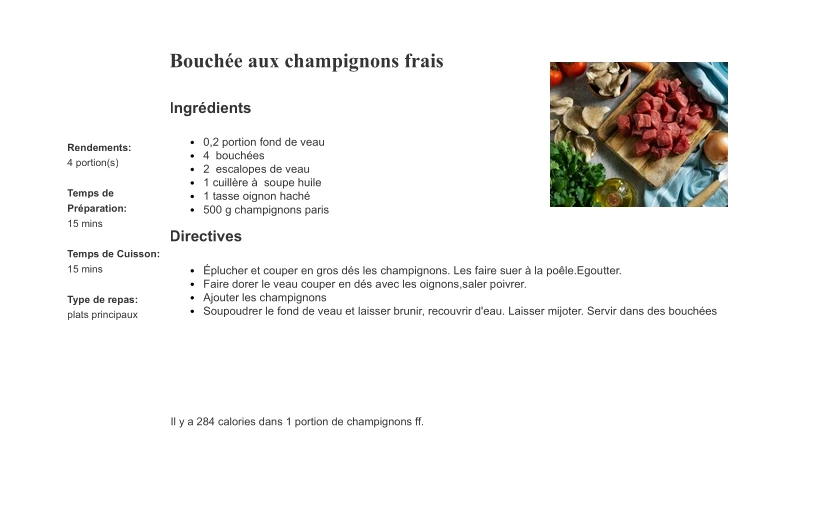 Veau aux Champignons