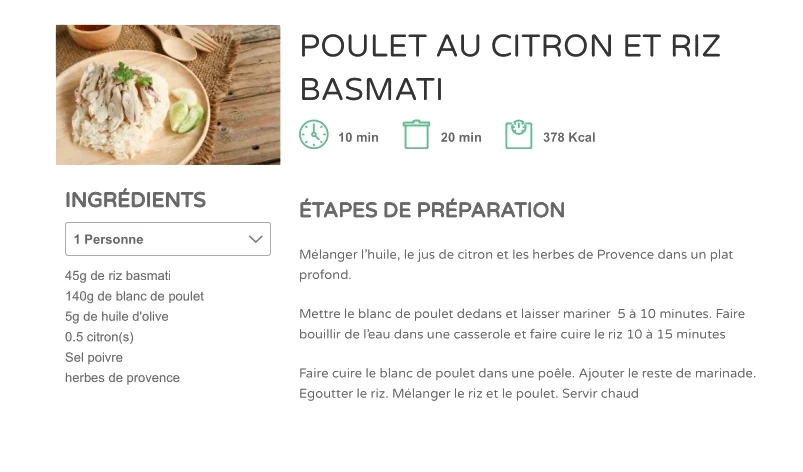 Poulet au Citron et Riz Basmati