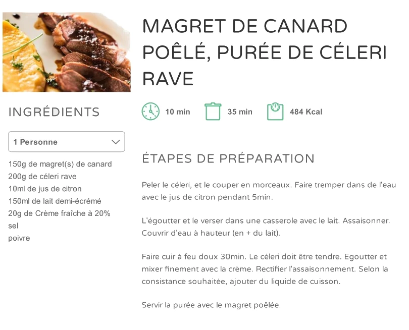 Magret de Canard et Purée de Céleri Rave