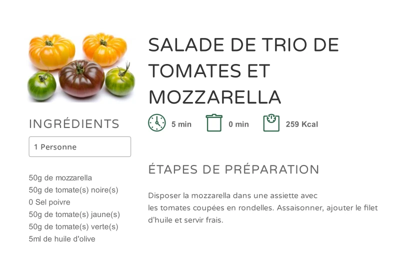 Salade de tomates et Mozzarella