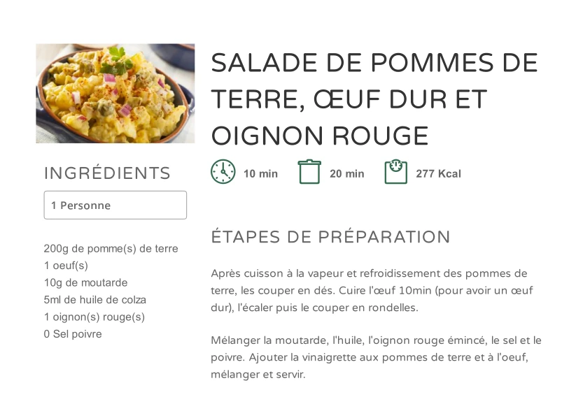 Salade de pomme de terre et œuf