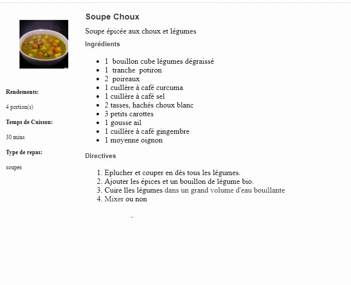 Soupe aux choux et légumes