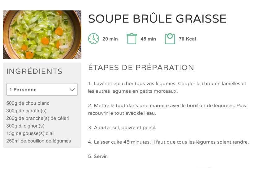 Soupe brûle graisse