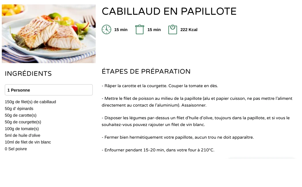 Cabillaud Papillotte