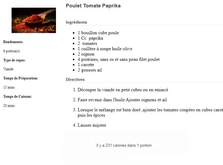 Poulet Tomate Paprika