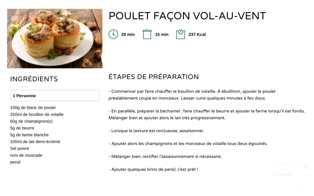 Poulet Façon Vol Au Vent